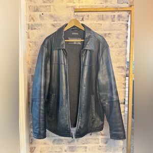 Preloved Perry Ellis Black Lambskin Bomber Jacket